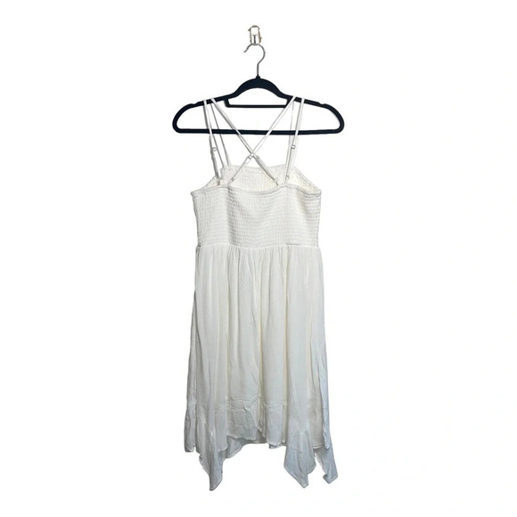 Maurices Eyeshadow NWT White Smock Strappy Hanky Hem Dress Medium Women’s - Picture 6 of 13